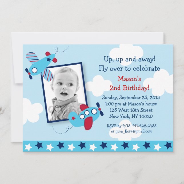 Invitations d'anniversaire de photo de garçon (Devant)