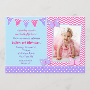 Invitations d'anniversaire de photo de papillon