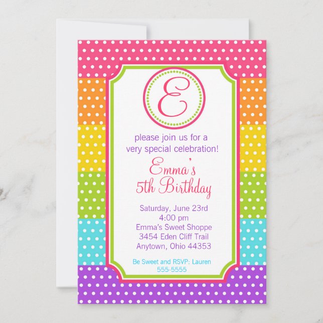 Invitations d'anniversaire de Pop Candy (Devant)