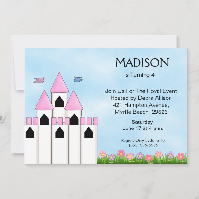 Invitations d'anniversaire de princesse/thé (Devant)