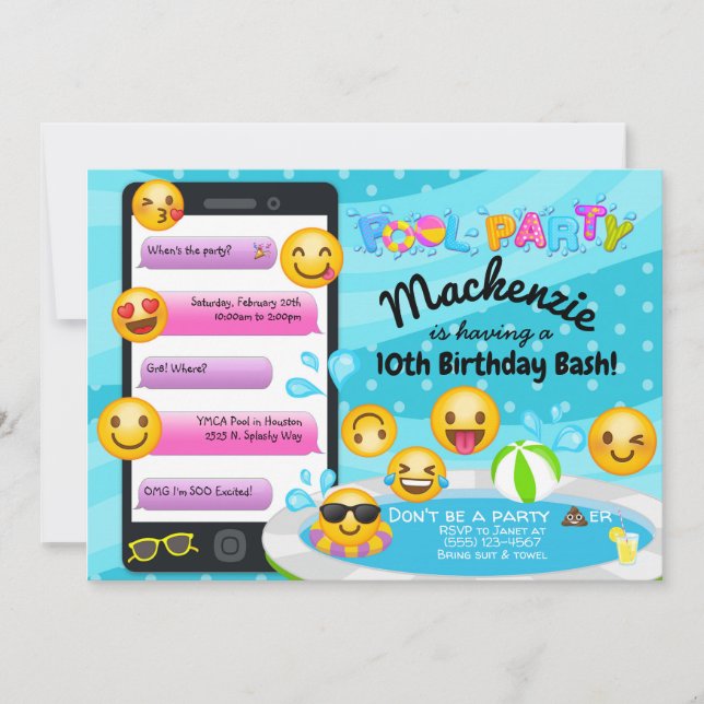 Invitations d'anniversaire de réception au bord de (Devant)