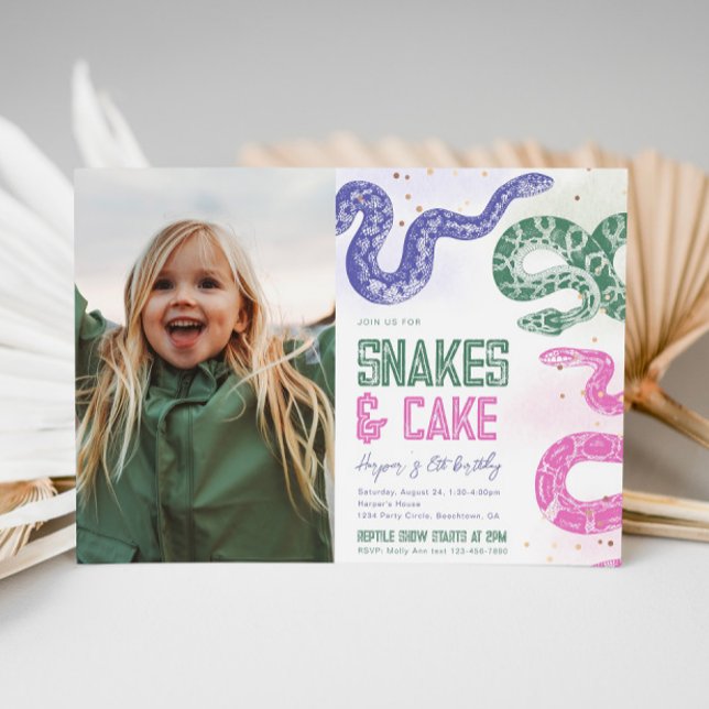 Invitations d'anniversaire de serpent photo Girl (Créateur téléchargé)