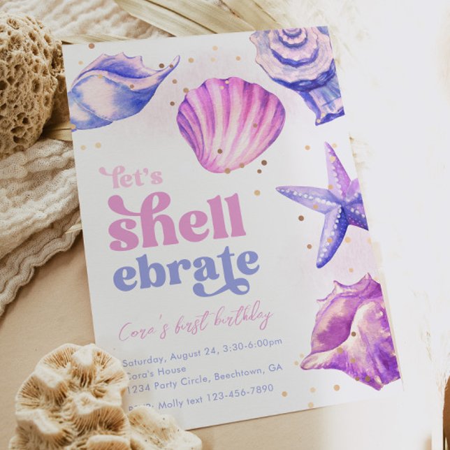 Invitations d'anniversaire de Shellebrate | Coquil (Créateur téléchargé)