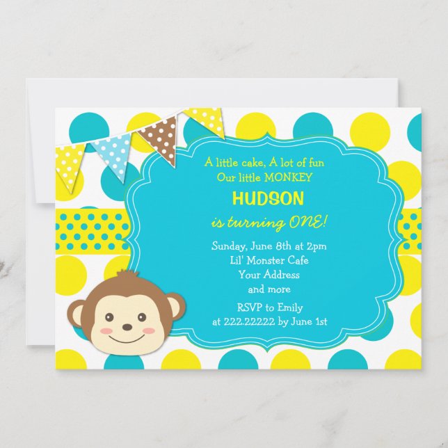 Invitations d'anniversaire de singe (Devant)