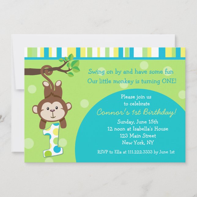 Invitations d'anniversaire de singe (Devant)
