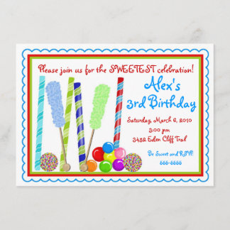 Invitations d'anniversaire de sucrerie