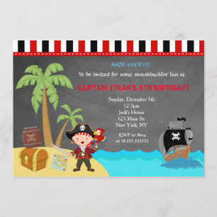 Invitations d'anniversaire de tableau de pirate