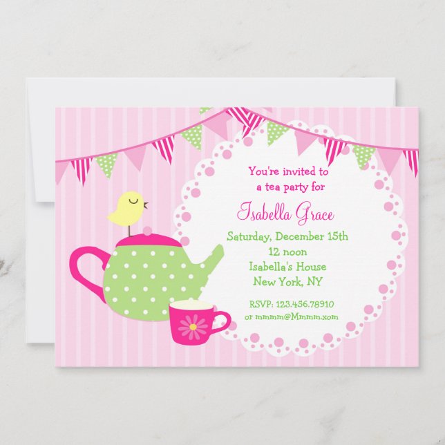 Invitations d'anniversaire de thé (Devant)