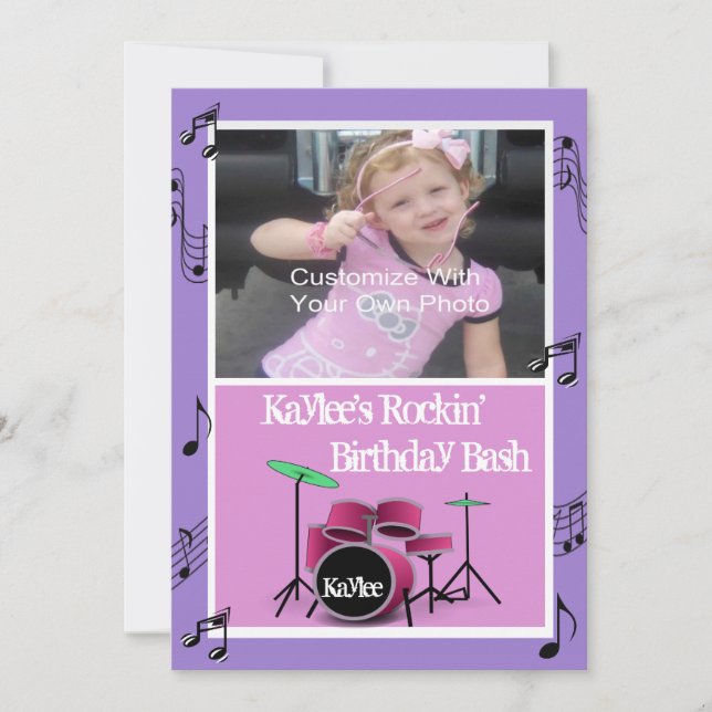 Invitations d'anniversaire de thème de musique de (Devant)