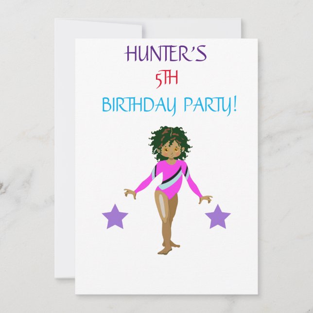 INVITATIONS D'ANNIVERSAIRE DE "TUMBLE GYMNASTICS" (Devant)