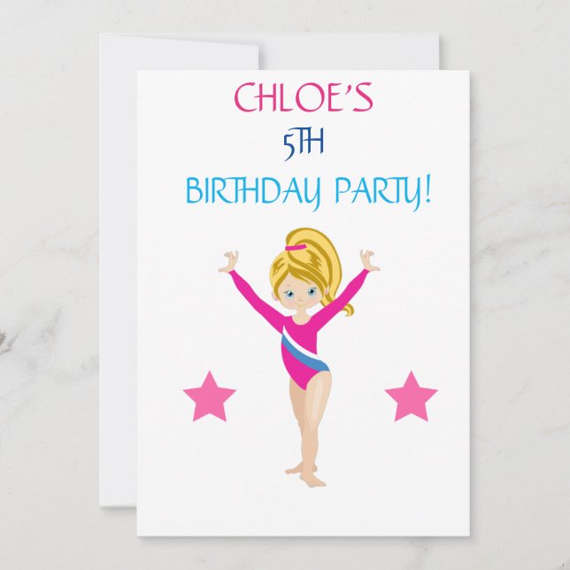 INVITATIONS D'ANNIVERSAIRE DE "TUMBLE GYMNASTICS" (Devant)