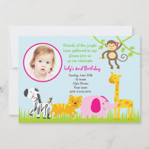 Invitations d'anniversaire des animaux de la Jungl