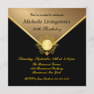 Invitations d'anniversaire des dames noires d'or