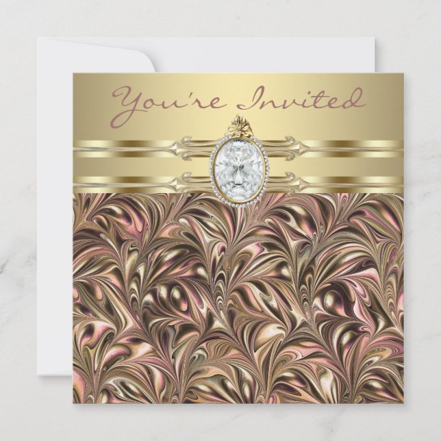 Invitations d'anniversaire des femmes d'or rose (Devant)