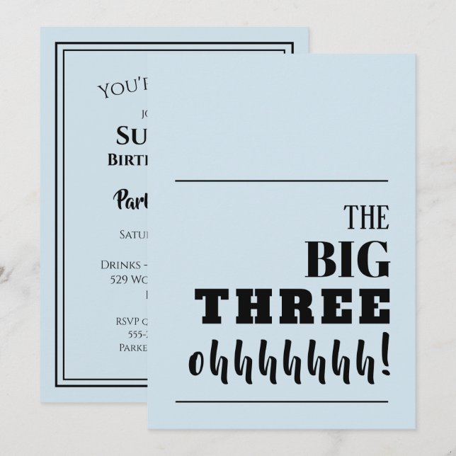 Invitations d'anniversaire des grands 30 (Devant / Derrière)