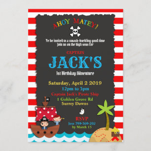 Invitations d'anniversaire des pirates Pirate Part