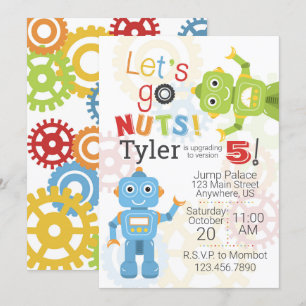 Invitations d'anniversaire des robots Fête d'anniv