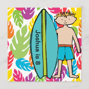 Invitations d'anniversaire des surfeurs Blond pers