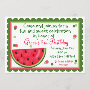 Invitations d'anniversaire d'été de la pastèque