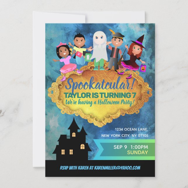 Invitations d'anniversaire d'Halloween (Devant)