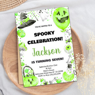 Invitations d'anniversaire d'Halloween vertes