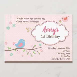 Invitations d'anniversaire d'oiseaux (Invitation p