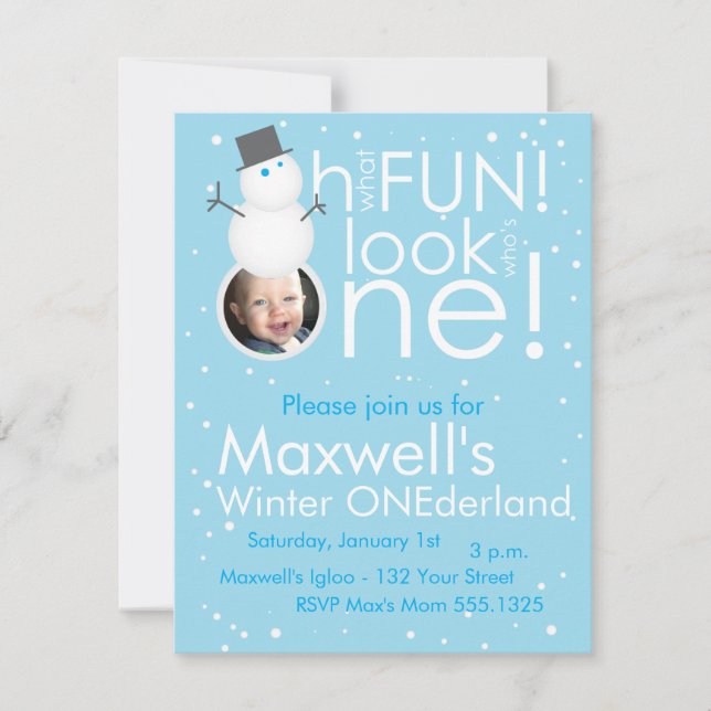 Invitations d'anniversaire d'ONEderland d'hiver de (Devant)