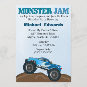 Invitations d'anniversaire du camion Monster