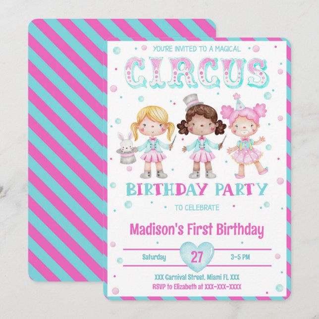 Invitations d'anniversaire du Carnaval (Devant / Derrière)