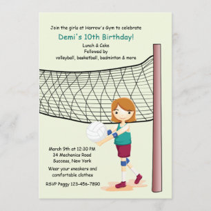 Invitations d'anniversaire du joueur de volley-bal