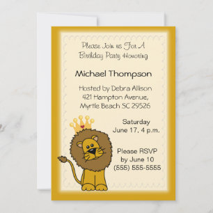 Invitations d'anniversaire du lion