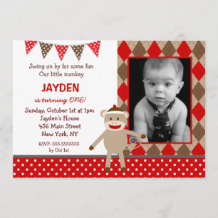 Invitations d'anniversaire du singe de la réserve