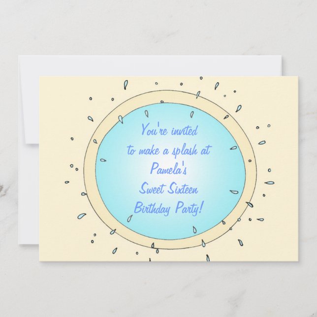 Invitations d'anniversaire du sweet sixteen Pool (Devant)