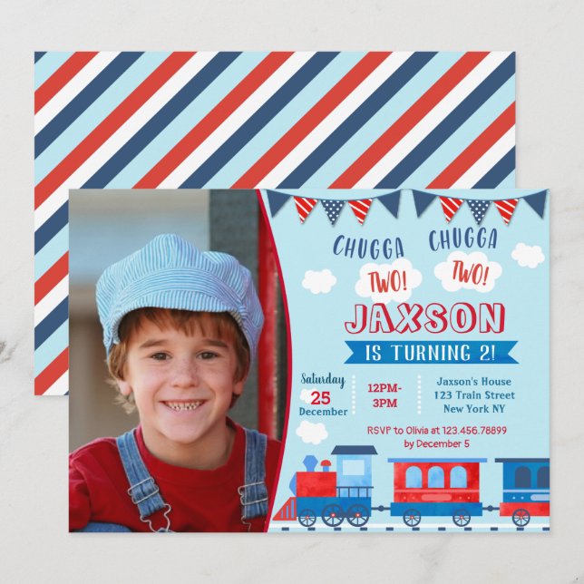 Invitations d'anniversaire du train (Devant / Derrière)