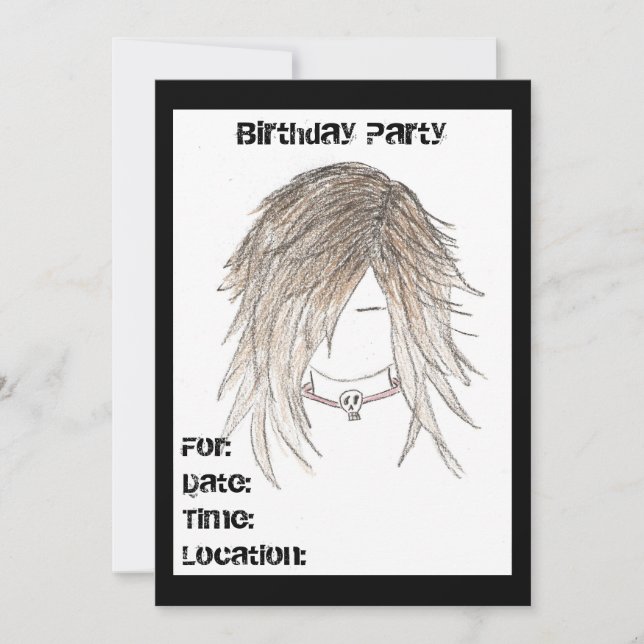 Invitations d'anniversaire Emo Punk (Devant)