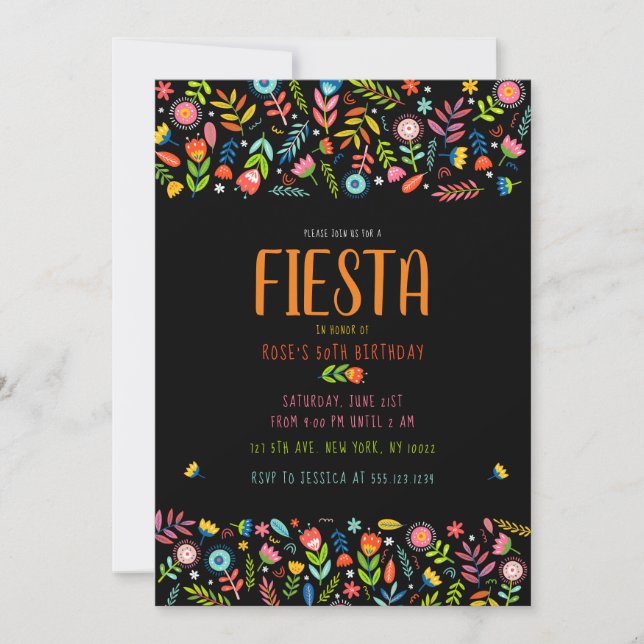 Invitations d'anniversaire Fiesta Floral (Devant)