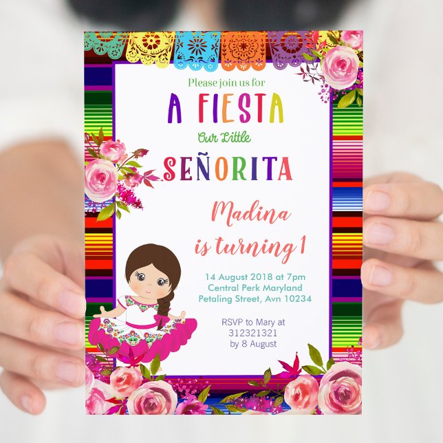 Invitations d'anniversaire florales mexicaines (Créateur téléchargé)