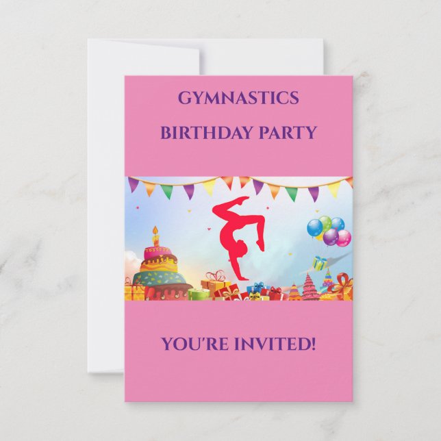 Invitations d'anniversaire "GYMNASTICS" pour les f (Devant)
