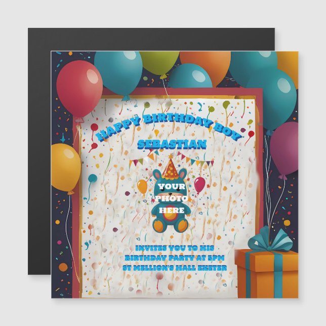 Invitations d'anniversaire Horaires des fêtes Cart (Devant / Derrière)