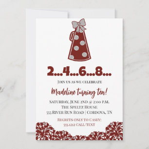 Invitations d'anniversaire Maroon et White Cheval