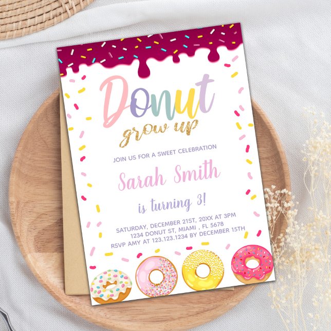 Invitations d'anniversaire Pastil Color Donut (Pastil Color Donut Birthday Invitations)