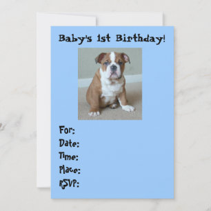 Invitations d'anniversaire pour bébé Bulldog angla