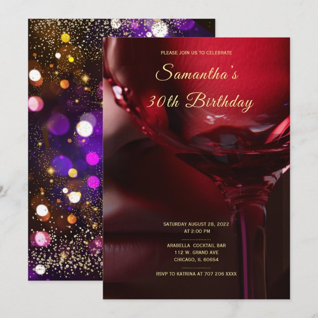 Invitations d'anniversaire pour une femme afro-amé (Devant / Derrière)