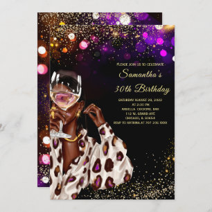 Invitations d'anniversaire pour une femme afro-amé