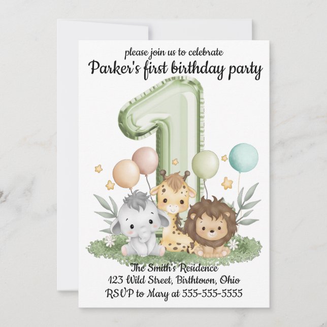Invitations d'anniversaire Safari (Devant)