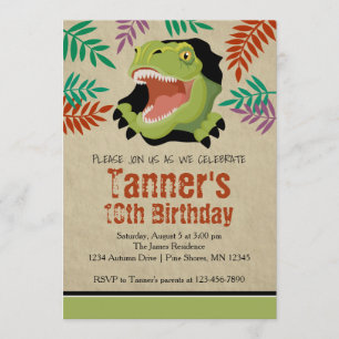 Invitations d'anniversaire T Rex Dinosaur