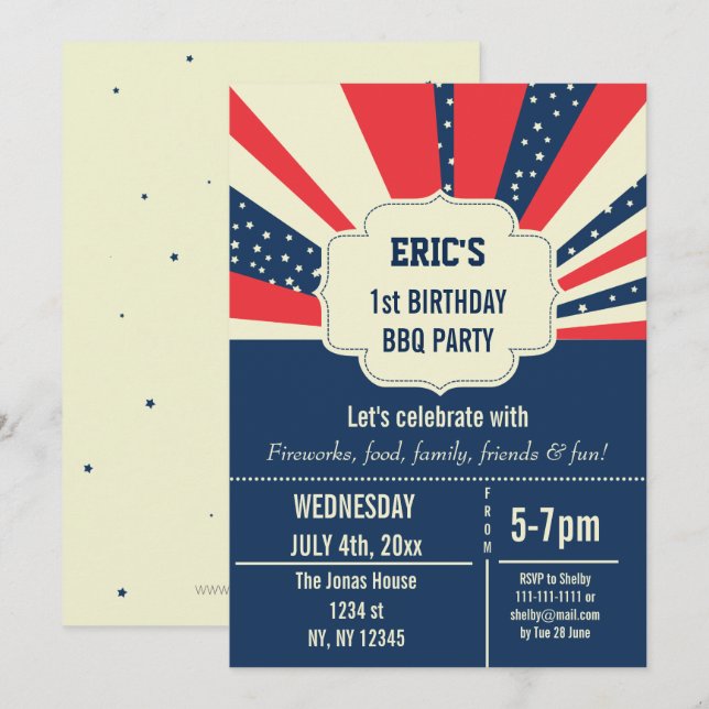 Invitations d'anniversaire vintage Retro (Devant / Derrière)