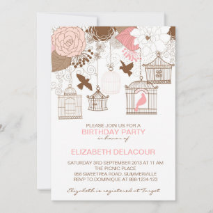 Invitations d'anniversaire vintage rose floral