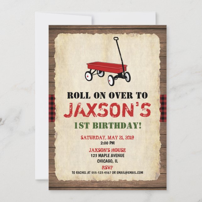 Invitations d'anniversaire Wagon, garçon 1er anniv (Devant)