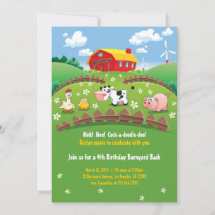 Invitations d'Anniversaires de enfants de ferme Ba